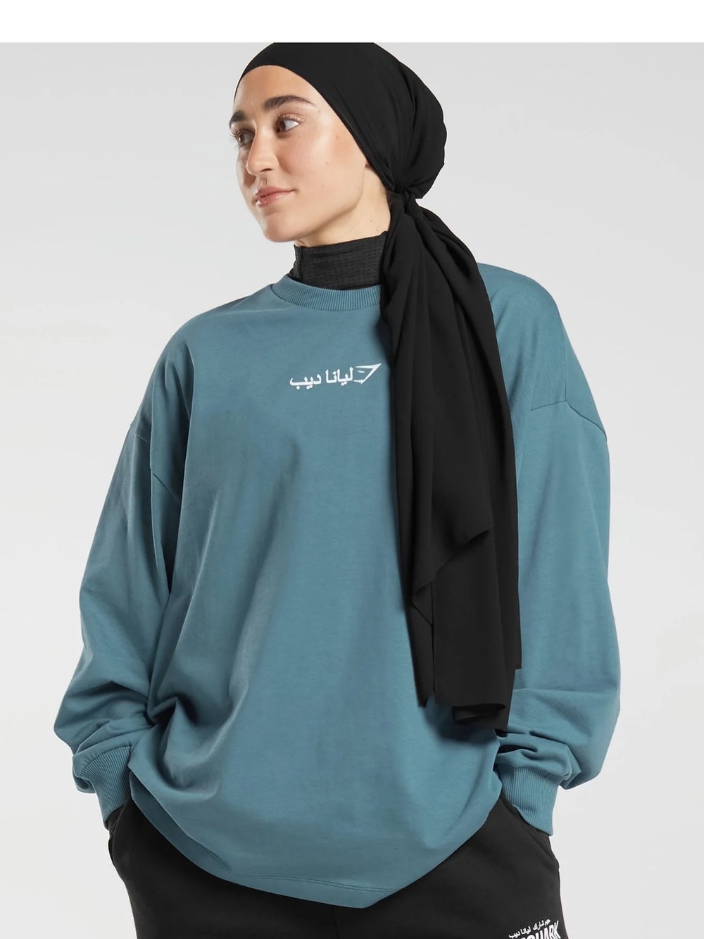 GS X LEANA DEEB OVERSIZED LONG SLEEVE TOP- Mood Blue